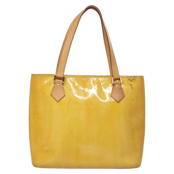 LOUIS VUITTON Monogram Vernis Houston Hand Bag Lime Yellow M91055 - Picture 2 of 13